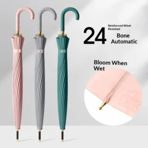 24-Bone Steel Handle Double Long Handle Straight Umbrella