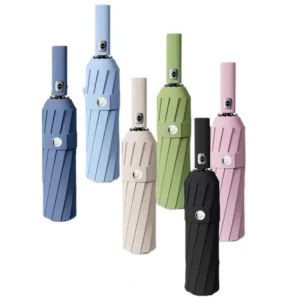 24-Bone Vinyl Folding Umbrella Fully Automatic UV and Rain Protection 3-Fold