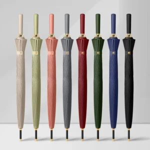 24-Rib Auto Open Straight Shaft Umbrella Long Handle Windproof Golf Umbrella with Custom Logo Printing