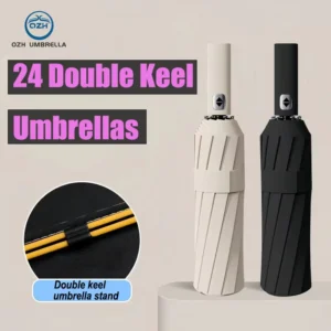 24-Rib Folding Automatic UV Umbrella Windproof One-Handed Auto Open Close