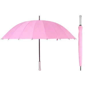 24K Hot Pink Windproof Waterproof Manual Travel Umbrella