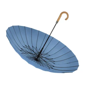 24K Wooden J-Handle Auto Open Stick Umbrella for Adults Straight Type Semi-Automatic Control