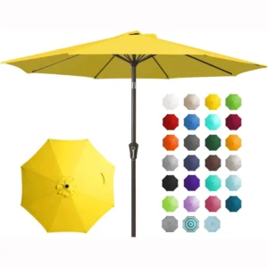 250G/㎡ Polyester Heavy-Duty 10ft Central-Pole Patio Umbrella Canopy with Wide Cross Base