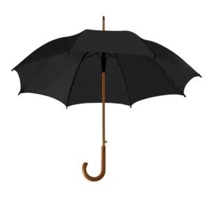 27″ 8K Wooden Pole Black Straight Umbrella Semi-Automatic Colorful Umbrella J-Shaped Handle Folding Sun Umbrella