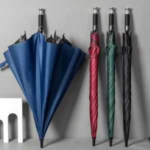 27-Inch 8-Rib Windproof Straight Golf Umbrella with Silver Handle