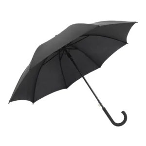 27-Inch 8K Black-Coated Windproof Straight Golf Umbrella with Curved Handle