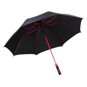 27 Inch 8K Red Fiberglass UV Golf Umbrella, Straight Automatic Open Rainproof Windproof