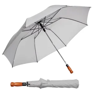 27 Inch Automatic Folding Umbrella EVA Wood Handle Custom Logo Windproof