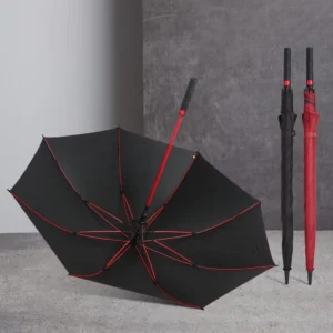 27 Inch Colored Fiberglass Straight Umbrella Windproof Semi Automatic Open UV Protected Waterwave Golf Umbrella Car Logo
