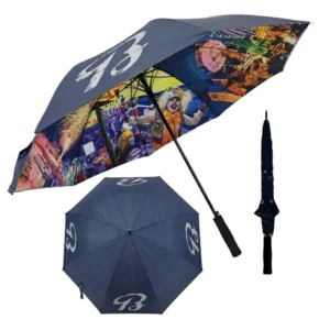 27-Inch Double-Layer Fiberglass Windproof Golf Umbrella with Digital Print and EVA Handle