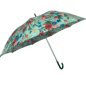 27-Inch Full Digital Print Ladies Golf Umbrella with Customized Logo Pongee Material Hook Handle