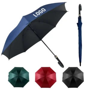 27 Inch J Handle Golf Umbrella, Semi-Automatic, Wind Resistant, Custom Gift Business Stick Umbrella