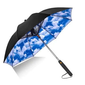 27 Inch Manual Open Custom Logo Fan Mist Straight UV Umbrella with Fan