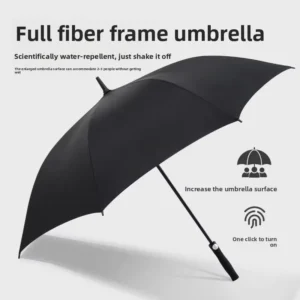 27-Inch Manual Vinyl Straight Golf Umbrella, Long Handle, Full Fiber, 8 Ribs, Chinese Style