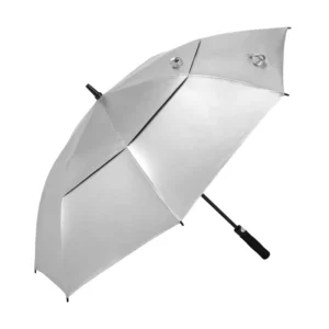 27-Inch Titanium Silver Straight-Handle Double-Layer 8-Rib Golf Umbrella for Wind Sun Rain