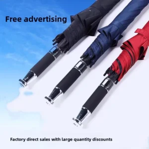 27 Inch Windproof Golf Umbrella Fiberglass Frame 190T Pongee Black Coating Anti-UV Customizable Logo
