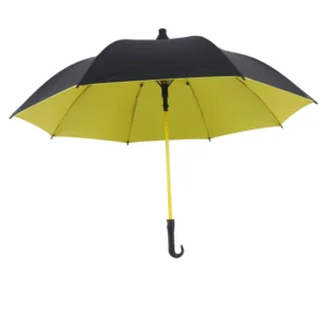 27″ Windproof UV Resistant Folding Golf Umbrella Straight Design 8-Rib Fiberglass Frame Black Coating