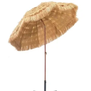 2M Straw Beach Umbrella with Sun Protection Windproof Camping Raffia