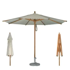 2m 3m Center Pole White Black Blue Fabric Outdoor Garden Sunshade Umbrella Wooden Parasol for Park Beach Courtyard