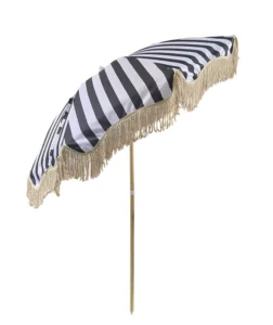 2m Beach Umbrella with Cotton Polyester Tassel Zinc Aluminum & Steel Construction for Outdoor Use