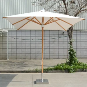 2m Waterproof Outdoor Wooden Parasol with Center Pole for Hotels Courtyards and Parks