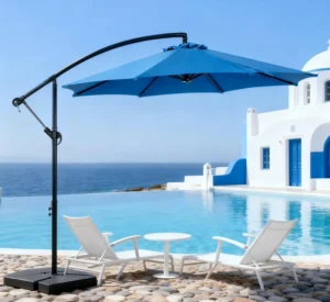 3*3m Waterproof Banana Umbrella with 48mm Plastic Pole and 12x18mm Ribs for Outdoor Furniture and Hotel Use