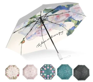 3-Fold Auto Open Close Umbrella, 8 Ribs, Silver Coating, UV Protection, Rainproof, Compact, Custom Logo, Nylon