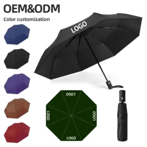 3-Fold Automatic Sun and Rain Umbrella, Custom Logo Printing