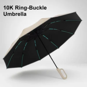 3-Fold Automatic Umbrella with 10K Reinforced Ribs Buckle Handle Windproof UV Protection for Business Travel