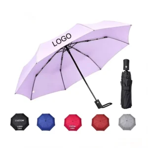 3 Fold Design Premium Custom Logo Reinforced Ribs Sturdy Modern Windproof Elegant Durable Corporate Branding Folding Umbrella