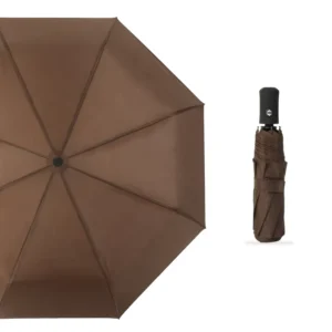 3-Fold Fully Automatic Black-Coated Windproof Rainproof Polyester Travel Umbrella Custom Logo