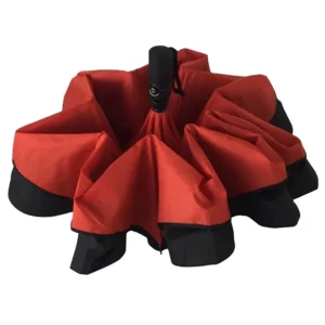 3 Fold Fully Automatic Red and Black Double-Layer Upside-Down Reverse Folding Umbrella
