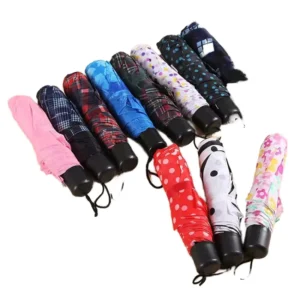 3-Fold Grid Mini Portable Umbrella for Sun and Rain