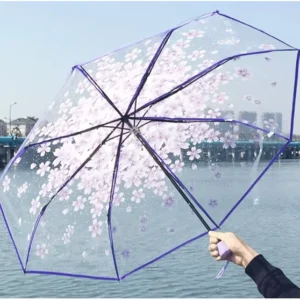3 Fold POE Transparent Umbrella Clear PVC Custom Logo Branding Ladies Umbrella