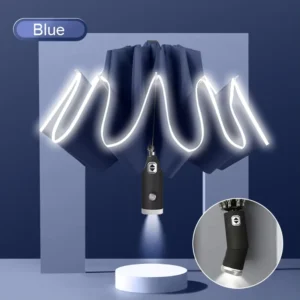 3-Fold Portable LED Waterproof Polyester Adult Fully Automatic Umbrella