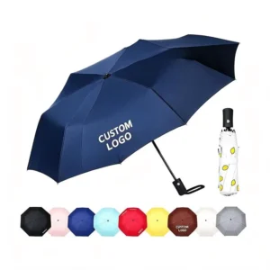 3-Fold Waterproof Sunproof Custom Printed Pongee Fabric Compact Folding Umbrella