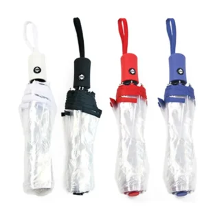 3-Folding Automatic Open and Close Transparent Bubble Umbrella with Piping