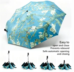 3-Folding Automatic Umbrella for Rain Windproof Sun Parasol Custom Umbrella with Logo