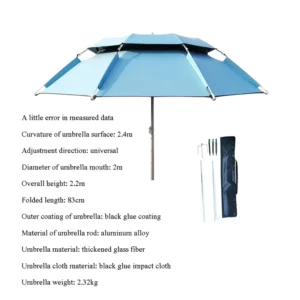 3-Section Foldable Carp Fishing Umbrella, Windproof, Waterproof, UV Shade, Reinforced Ribs