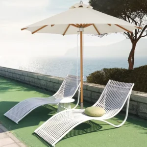 3 m Aluminum Foldable Wooden Parasol Center Pole Outdoor Garden Umbrella