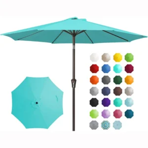 3 m Diameter Waterproof Outdoor Parasol with Foldable Central Pole and Tilting System