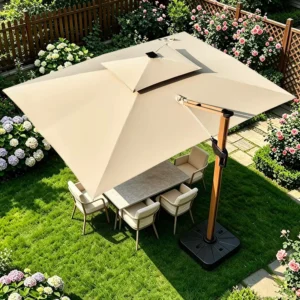 3 x 3 m / 4 x 3 m Modern Aluminum Waterproof Cantilever Garden Umbrella for Outdoor Dining