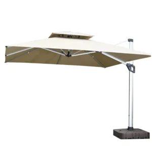 3 x 4m Waterproof Windproof Folding LED Cafe Patio Umbrella for Garden