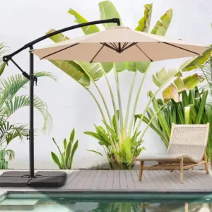 3.5M 6-Rib Banana Umbrella Outdoor Sun Umbrella Waterproof Anti-UV for Garden Patio