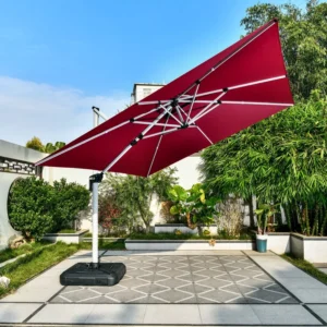 3.5M Aluminum Waterproof Garden Umbrella Set for Outdoor Courtyard and Hotel Use