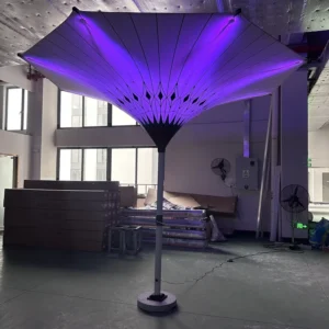 3.5M Big Heavy Duty Commercial Outdoor Parasol Round Flower Shape Hotel Led Tulip Umbrellas With LED Light