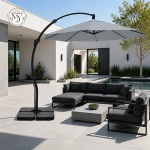 3.5m Custom Round Cantilever Umbrella Aluminum Bent Frame Hotel Pool Courtyard Garden Villa Outdoor Parasol OEM Factory