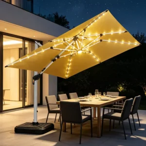 3.5m Large Foldable Waterproof Aluminum Sun Umbrella with Custom Logo for Gym Park Hotel Garden Use