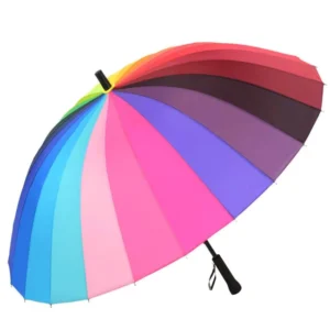30-Bone Double-Person Straight Pole Rainbow Umbrella with Reinforced Long Handle Thick Impact-Resistant Cloth