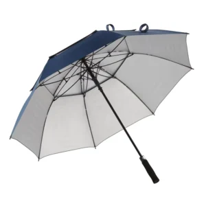 30 Inch Anti UV Rain Sun Real Double Layer Silver Fabric Fiberglass Rib Windproof Hotel Outdoor Golf Umbrella With Custom Logo